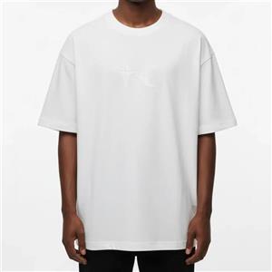 تیشرت باکسی مردانه، گلدوزی شده، سفید | دورس دو نخ پنبه | کد 5002