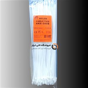 بست کمربندی AKE سفید 3.6*300 میلیمتر بسته 100 عددی