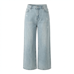 شلوار جین فول بگ زنانه فیت آزاد آبی یخی