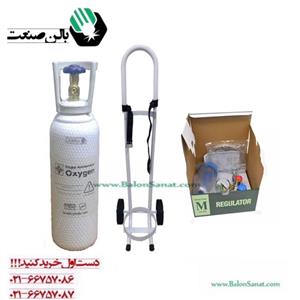 کپسول ۵ لیتری اکسیژن پر به همراه ترالی و مانومتر پزشکی