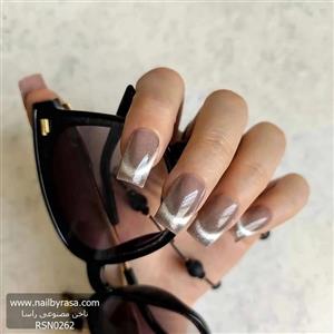 ناخن مصنوعی فرنچ راسا مدل آیس ژل مگنتی رنگ نود