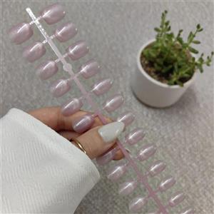 ناخن مصنوعی ۳۰ تایی صورتی صدفی شاین‌دار (کروم مرواریدی) مربعی کوتاه راسا – RSN0515