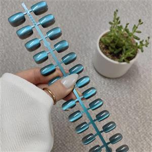 ناخن مصنوعی ۳۰ تایی سبز آبی کله‌غازی (آیس کریستالی) مربعی کوتاه راسا – RSN0522