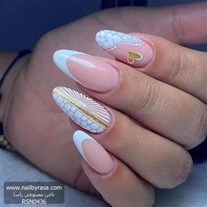 ناخن مصنوعی راسا مناسب عروس طرح قلب و فرنچ