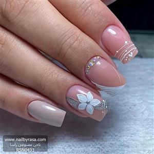 ناخن مصنوعی راسا مناسب عروس طرح فرنچ و گل