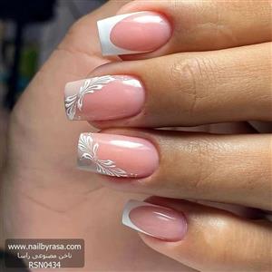 ناخن مصنوعی راسا مناسب عروس طرح گل و فرنچ