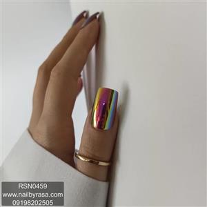 ناخن مصنوعی راسا فرم مربعی رنگ مولتی‌کروم براق (رنگین‌کمانی) مدل RSN0459