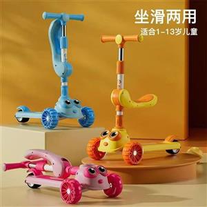 اسکوتر سه چرخ موزیکال و چراغدار و صندلی دار عروسکی مارک اسکوتر تکی