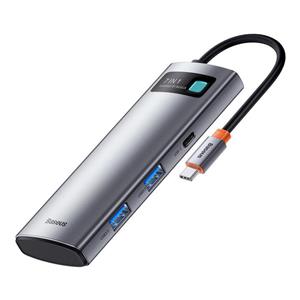 هاب 7 پورت بیسوس Baseus Metal Gleam 7 in 1 Multifunctional Type-C HUB B00030708811 توان 100 وات (ارسال فوری تهران)