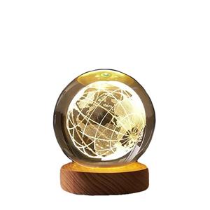 چراغ خواب 3D طرح گوی کریستال مدل کره زمین ۸ سانتی‌متری کد 1