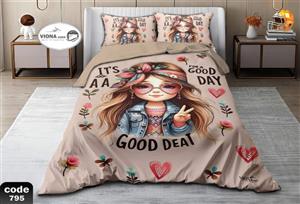 رو تختی یک نفره دخترانه 4 تکه میکرو فایبر مخمل برند ویونا آکرین کد 795