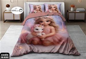 رو تختی یک نفره دخترانه 4 تکه میکرو فایبر مخمل برند ویونا آکرین کد 830