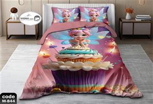 رو تختی یک نفره دخترانه 4 تکه میکرو فایبر  مخمل برند ویونا آکرین کد 844