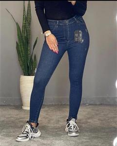 شلوار لی سرمه ای ترک فول کش قد 90 و 95 و 100