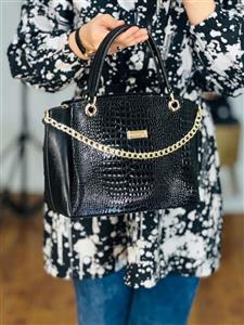 کیف ورنی زنانه یراق طلایی مدرن کد 295