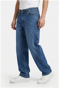 شلوار بگ مردانه جین آبی سنگ شور با کیفیت بالا MB336