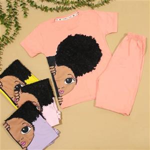 تیشرت شلوارک دخترونه موفرفری سایز45/50