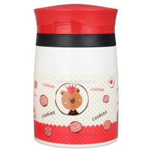 فلاسک غذای 890 میل کیف دار طرح حیوانات خرس قرمز pinkah