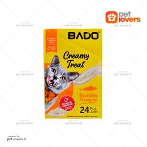 بستنی گربه بالغ با طعم ماهی بونیتو بادو BADO وزن 85 گرم بسته 24 عددی
