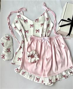 تاپ شلوارک ساتن چین دار LX طرح پاپیون