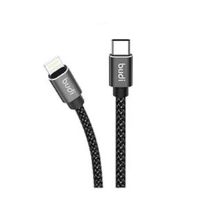 کابل شارژ کنفی USB-C به لایتنینگ بودی مدل Budi DC126TL10H طول 1 متر با گارانتی 18 ماهه شرکتی (6 ماه تعویض)