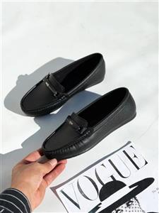 کفش کالج زنانه یراق زیپی مشکی