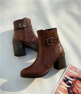 نیم بوت پاشنه دار زنانه قهوه ای