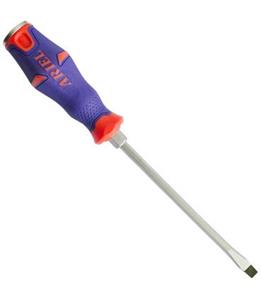 پیچ گوشتی دوسو تخت 150*6 ضربه و آچار خور دسته TPR حرفه ای جنس S2 آریل ARIEL مدل PZD6150