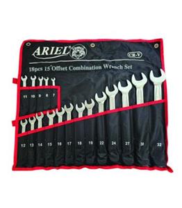 ست 18 عددی آچار یکسر تخت و رینگی فوق حرفه ای سایز7تا32 آریل ARIEL مدل ARAY1801 ضمانت تعویض و استاندارد آلمان