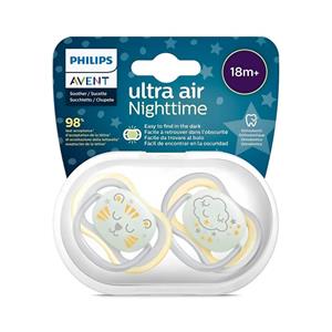 پستانک ارتودنسی شب تاب بالای ۱۸ ماه دوتایی فیلیپس اونت PHILIPS AVENT سری UltraAir مدل SCF376/01