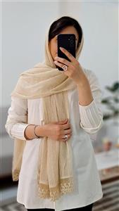 شال پلیسه توپی دانتل دار