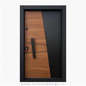 درب ضد سرقت مدرن ترکیب چوب و فلز مشکی کد 30205