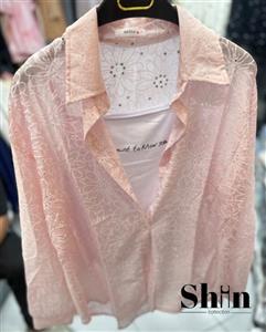 شومیز خامه دوزی شده وارداتی ۲ تیکه همراه با کراپ در رنگ بندی فری سایز