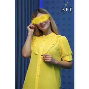 شومیز مزون دوز مدل زمرد رنگ زرد کد 1824 برند SET