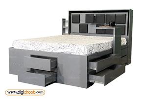 تخت خواب دو نفره 3 طرف باکس و کشو سامیار