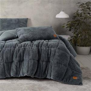 سرویس خواب دو نفره 3 تکه کاتن باکس مدل Yastikli Yorgan Pelus Gri C.K