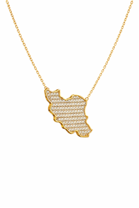 گردنبند نقشه ایران زنانه و مردانه (یونیسکس )نقره ۹۲۵ با نگین زیرکونیا با ظاهر طلا,Iran’s map pendant 