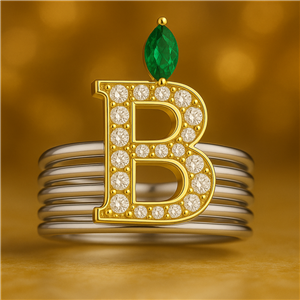 انگشتر الفابت نقره حرف اسمسنگ ماه تولد (سفارش‌سازی) 