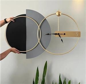 ساعت دیواری مدرن تلفیقی چوب و فلزH526