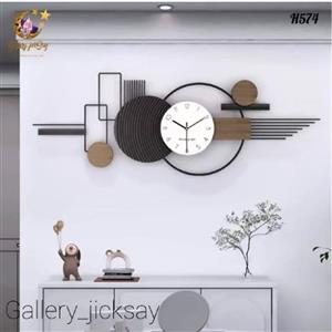 ساعت دیواری تلفیق چوب و فلز H574