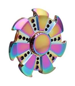 اسپینر فلزی دایره ای دندانه دار رنگین کمانی Fidget Spinner Metal Rainbow Jagged