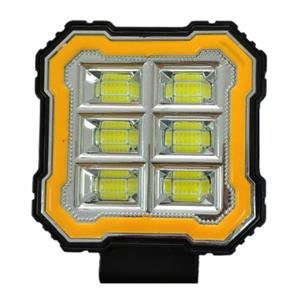 چراغ پروژکتور مربعی ۶ خانه cob با چشمک زن زرد کنار ۱۲ و ۲۴ ولت  king light 8010 ( بسته ۱ عددی )