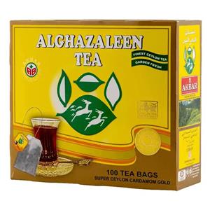چای سیاه کیسه ای دو غزال طلایی اکبر با طعم هل 100 عددی Akbar Do ghazal Tea Super Ceylon Cardamom Gold