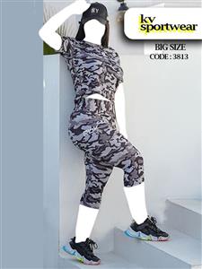 ست کراپ شلوارک سایز بزرگ ورزشی زنانه Reebok کد 002