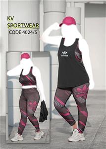 ست نیم تنه لگ و کاور سایز بزرگ ورزشی زنانه adidas کد 002