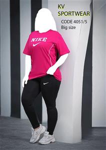 ست تیشرت شلوار نخ پنبه سایز بزرگ ورزشی زنانه NIKE کد 002