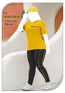 ست تیشرت شلوار نخ پنبه سایز بزرگ ورزشی زنانه adidas کد 003