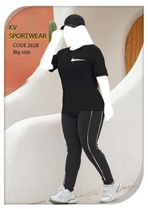 ست تیشرت شلوار نخ پنبه سایز بزرگ ورزشی زنانه NIKE کد 006