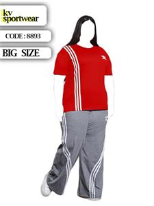ست تیشرت شلوار دمپا گشاد سایز بزرگ ورزشی زنانه adidas کد 002