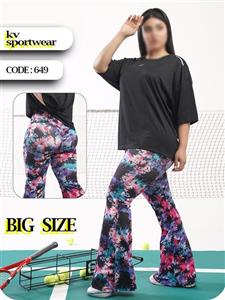 ست تیشرت شلوار دمپا بوت کات سایز بزرگ ورزشی زنانه NIKE کد 002